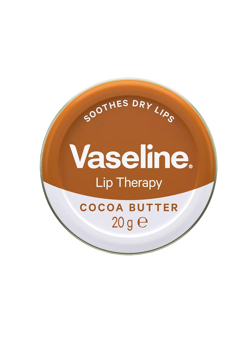 Vaseline Lip Therapy Petroleum Jelly Cocoa Butter, Moisturize & Soothes Dry Lips, 20g