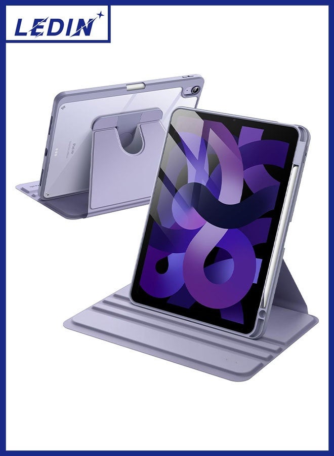 LEDIN Rotating Case for iPad Air 4 (10.9-Inch,2020) with Pencil Holder,360 Degree Rotation Protective Stand Slim Cover Clear Back, Auto Wake/Sleep (iPad Air 4) - Image 1