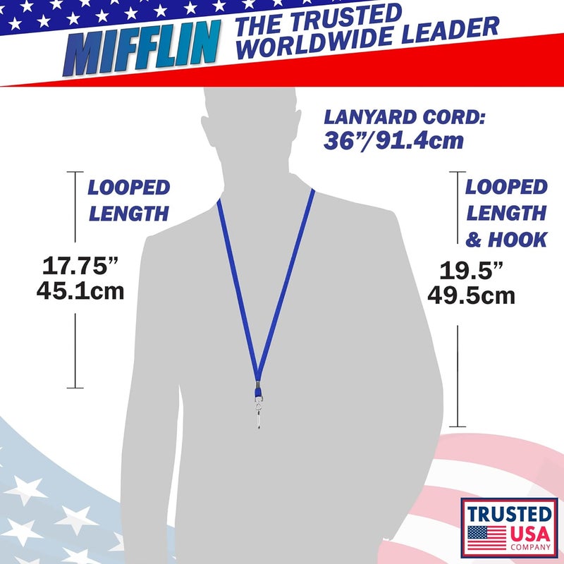 MIFFLIN -USA Flat Lanyards for ID Badges (Blue, 36 Inch, 5 Pack), Comfortable Neck Straps - Image 3