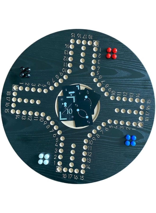JACKAROOJOKER Jackaroo Board Game Set, 4-Player Wooden Board with Marbles, Cards and Carrying Bag, Black - Image 3