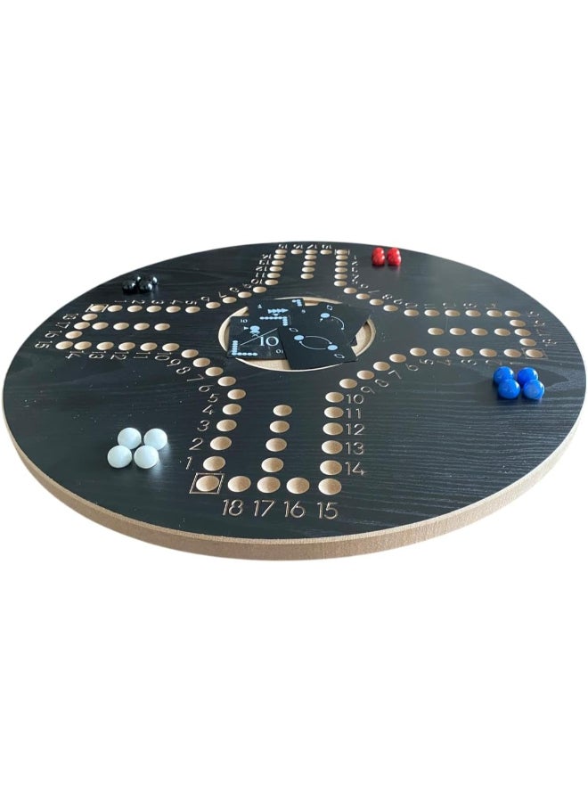 JACKAROOJOKER Jackaroo Board Game Set, 4-Player Wooden Board with Marbles, Cards and Carrying Bag, Black - Image 2