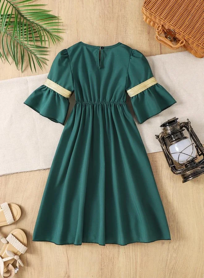 Take Two Girls Printed Yoke 3/4 Sleeves Dress