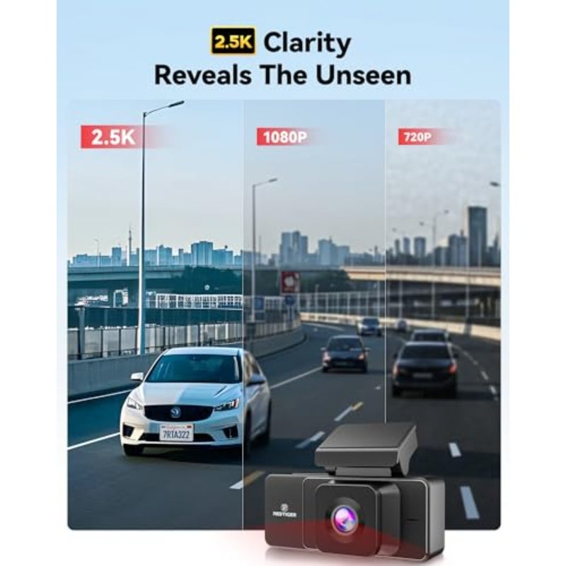 A3 3 Channel Dash Cam أمامية خلفية، 1440P+1080P+1080P Dash Camera، تدعم اللغة العربية، تتضمن بطاقة 32 جيجابايت، وضع ركن السيارة 24 ساعة، كاميرا سيارة بشاشة 3.18 بوصة، WiFi، رؤية ليلية بالأشعة تحت الحمراء، تسجيل حلقي - Image 2