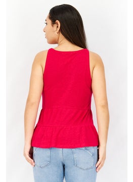 BB Dakota by Steve Madden Women V-Neck Sleeveless Plain Top, Dark Pink  - Image 4
