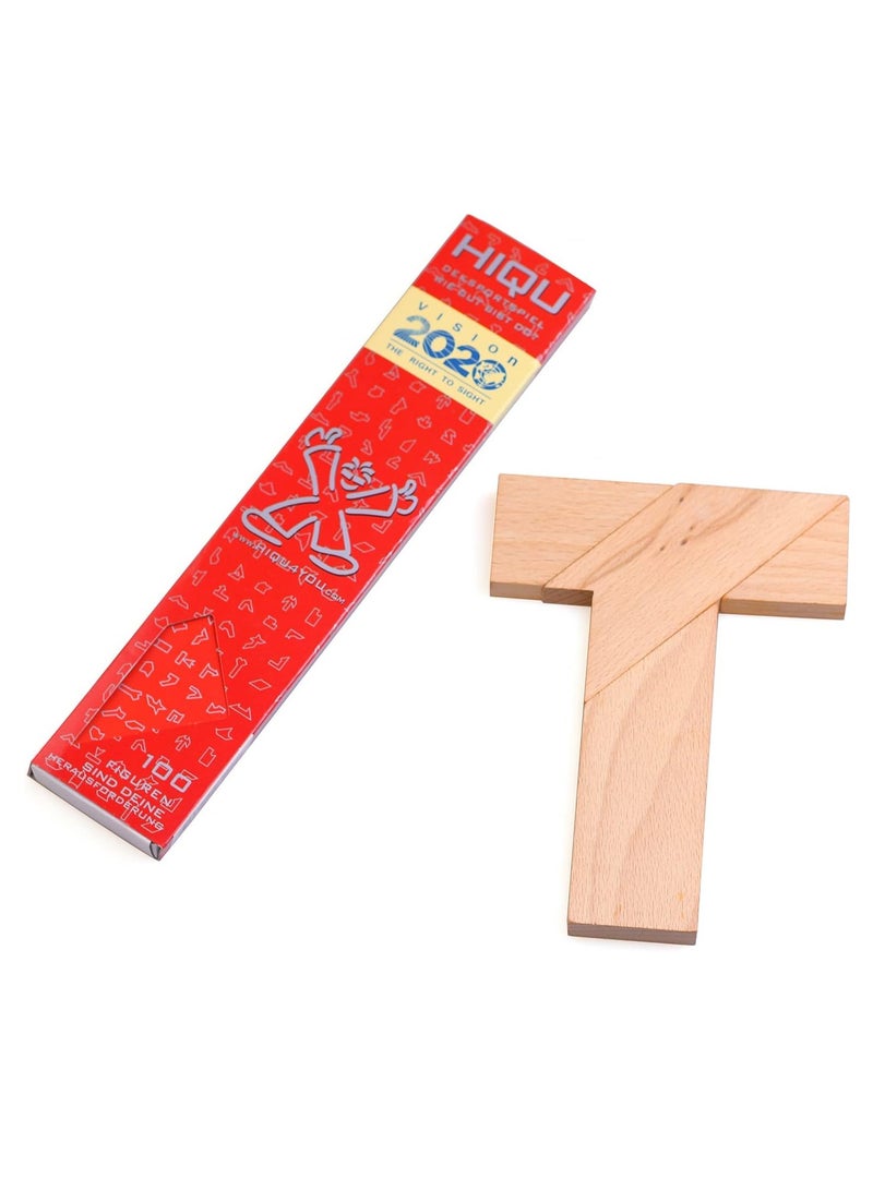 Kingo Wooden Tangram Puzzle for Kids and Adults Brain Teaser T-Shape Wooden Toys for Family Party Gifts Brain - Image 1