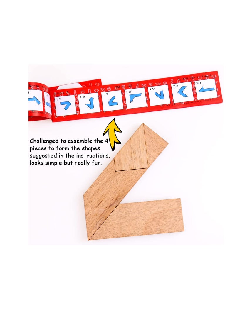 Kingo Wooden Tangram Puzzle for Kids and Adults Brain Teaser T-Shape Wooden Toys for Family Party Gifts Brain - Image 2