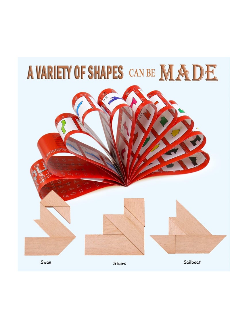 Kingo Wooden Tangram Puzzle for Kids and Adults Brain Teaser T-Shape Wooden Toys for Family Party Gifts Brain - Image 3