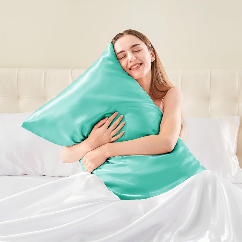 BEDELITE Bug proof seal Satin Body Pillow Cover, Super Soft and Cooling Body Pillow Pillowcase for Hair and Skin, Breathable Silky Full Long Pillowcase Cover(20"x54", Turquoise) Market need oriented construction - Image 2