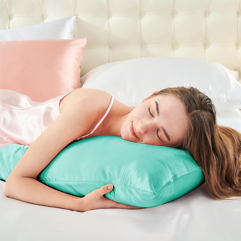 BEDELITE Bug proof seal Satin Body Pillow Cover, Super Soft and Cooling Body Pillow Pillowcase for Hair and Skin, Breathable Silky Full Long Pillowcase Cover(20"x54", Turquoise) Market need oriented construction - Image 5