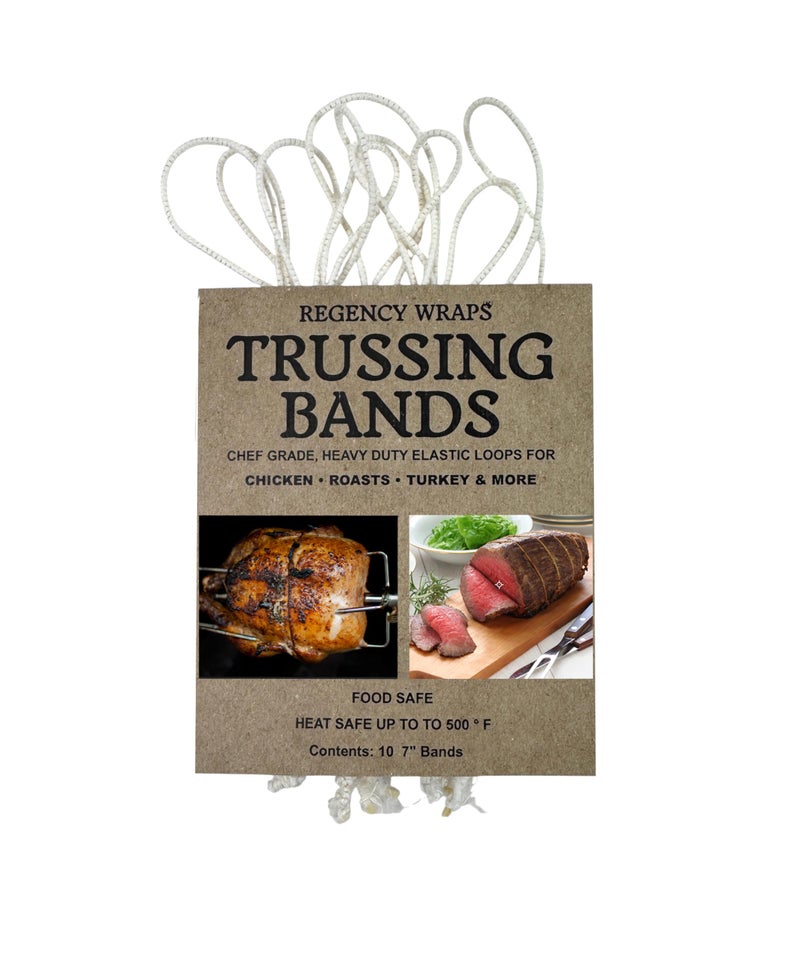 Regency Wraps Trussing Bands 7 Cotton Elastic Poultry Loops Pack of 10 Oven and Food Safe for Making Rotisserie Chicken Roasting Turkey Forming Roasts