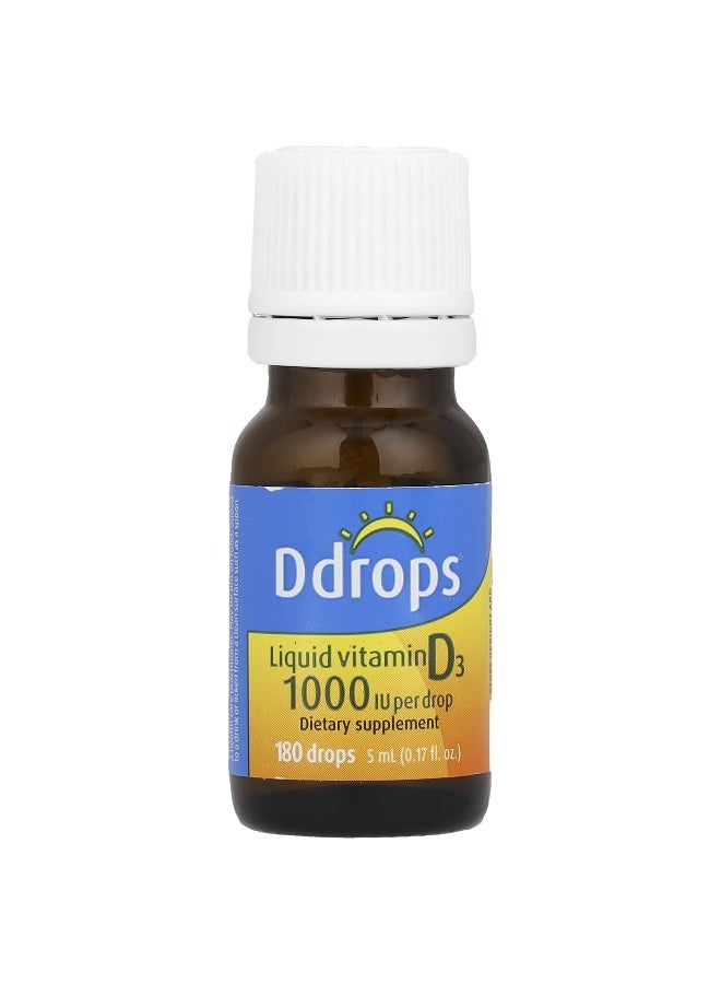 Ddrops دي دروبس، فيتامين د3 السائل، 1000 وحدة دولية، 0.17 أونصة سائلة (5 مل) - Image 3