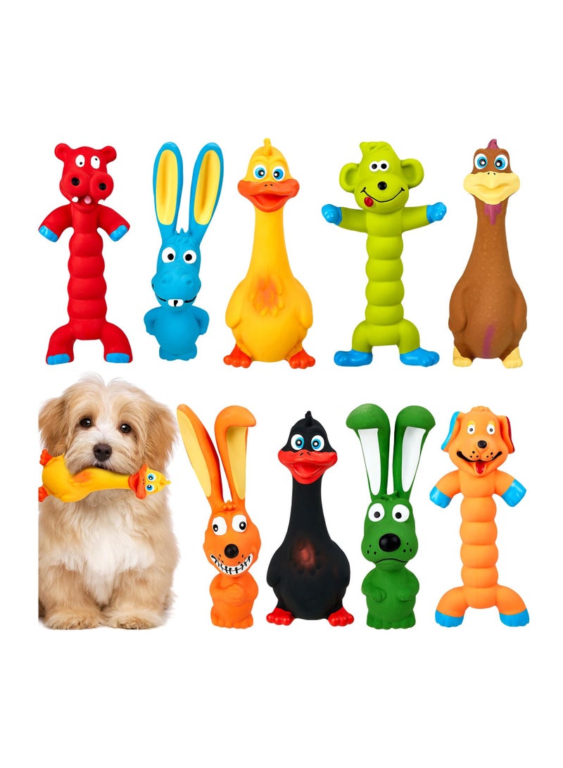 Excefore 7 Inch Squeaky Latex Dog Toys Standing Stick Soft Rubber Dog Chew Toy Animal Puppy Fetch Interactive Play Toy Assorted Animal Pet Toys for Small Medium Large Dogs Assorted Color(Set of 9) - Image 1