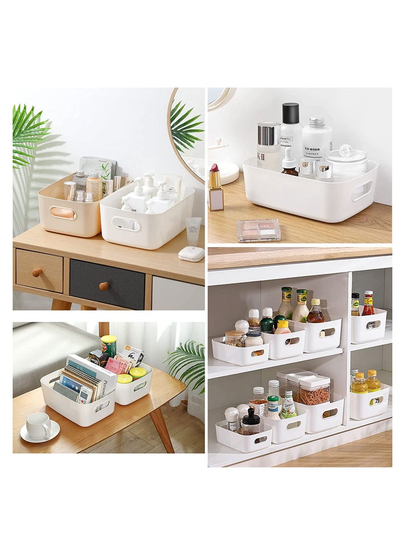 Excefore - Plastic Storage Basket 6 Pcs Plastic Storage Boxes Multiple Colour Organisation Storage Baskets for Cupboard Kitchen Studio Bathroom Toy Home Tidy Open Storage Bins with Handles - Image 1