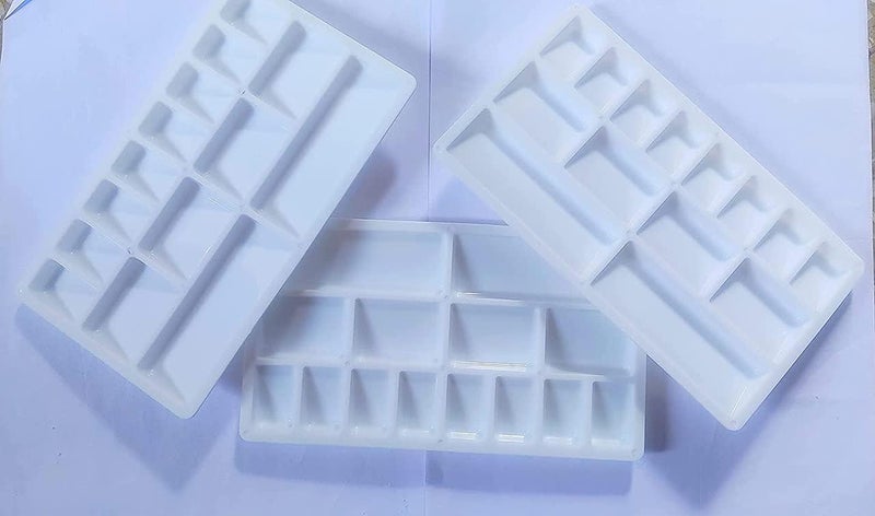 Stadash 5 Pcs Colour Mixing Palette for Acrylic and Watercolor Paints, 14 Compartments Including 8 Color Wells, 4 Mixing, and 2 Water Compartments, Rectangle Color Tray for Artists Students - Image 3