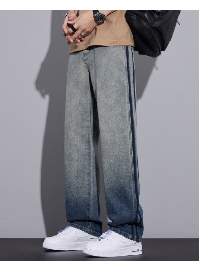 TonLion korean Versatile Spring Color-block Jeans For Youth, Casual And Minimalist Straight-leg Pants - Image 1