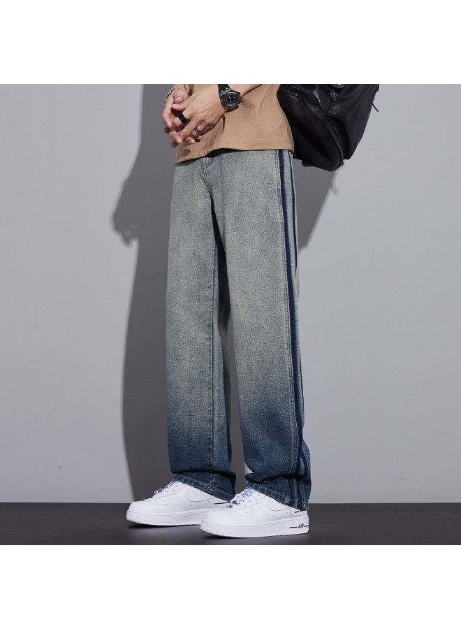 TonLion korean Versatile Spring Color-block Jeans For Youth, Casual And Minimalist Straight-leg Pants - Image 2
