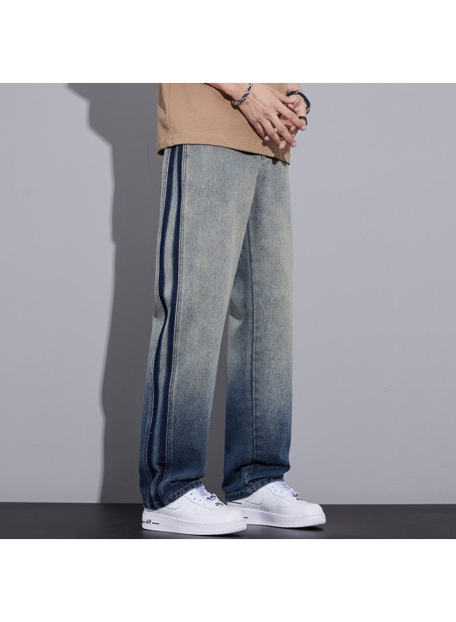 TonLion korean Versatile Spring Color-block Jeans For Youth, Casual And Minimalist Straight-leg Pants - Image 5