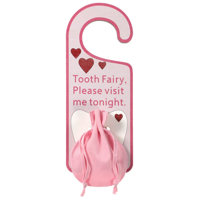 Qunclay Qunclay Tooth Fairy Tooth Holder Fairy Door Hanger Bag Baby Teeth Keepsake Container for Lost Teeth Kids Boys Girl Milk Encourage GiftCute Style 