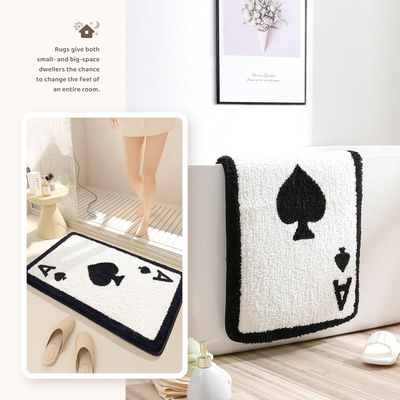 Molesun Poker Bathroom Mat Funny, Ace of Spades, Extra Soft and Absorbent Bath Rugs, Machine Wash Dry, Non-Slip Carpet Mat for Tub, Shower, and Bath Room, Spade, 16x24 - Image 3
