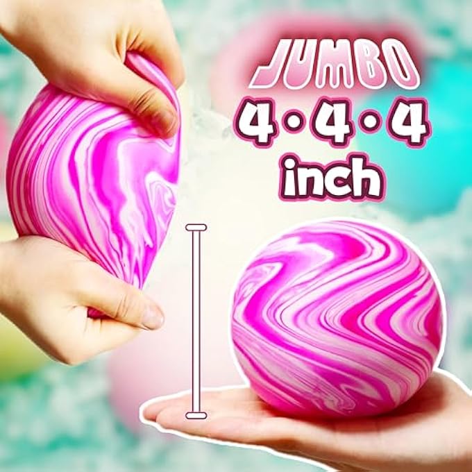 Kawaite Giant Sensory Stress Squeeze Balls - Squishy Dough Balls for Kids - Stretch and Pull, Jumbo Stress Ball, Novelty Stress Relief Ball Fidget Toys Gifts for Boys, Girls, Adults (Pink) - Image 4