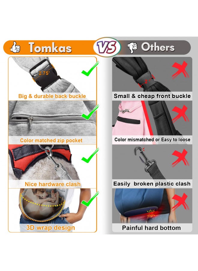 TOMKAS Dog Sling Carrier for Small Dogs pet slings with extra pocket storage sling with storage pocket