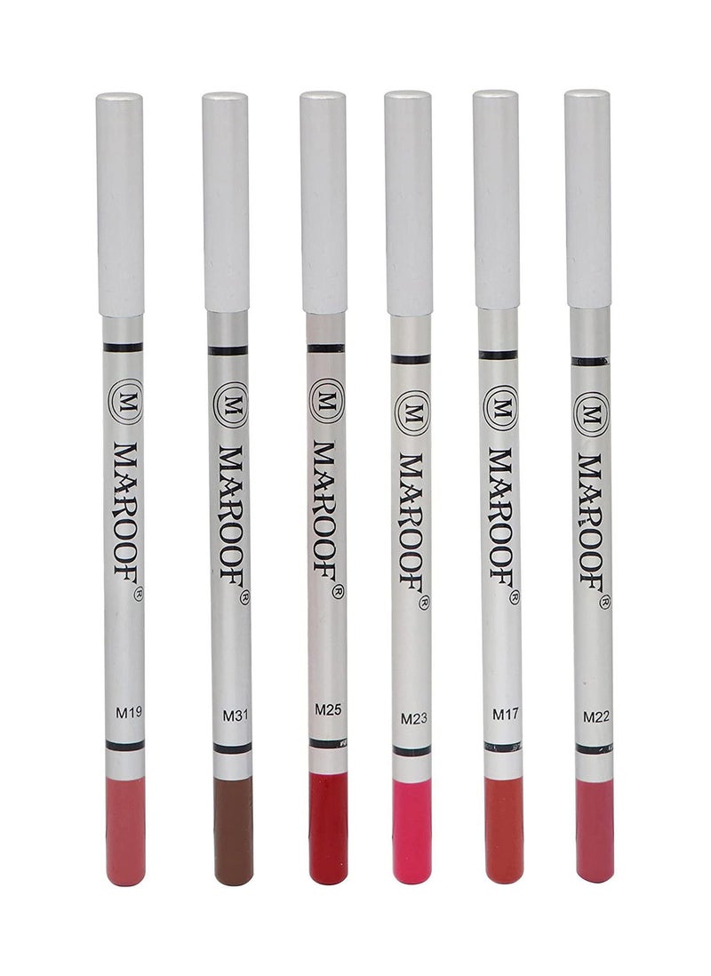 MAROOF Eye and Lip Liner Soft Pencils Combo Multicolour Pack of 6 - Image 1