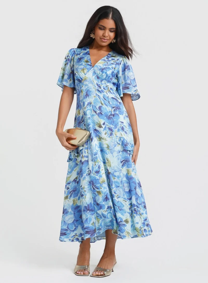 نيدز نو ليبل Blue Floral Midi Dress