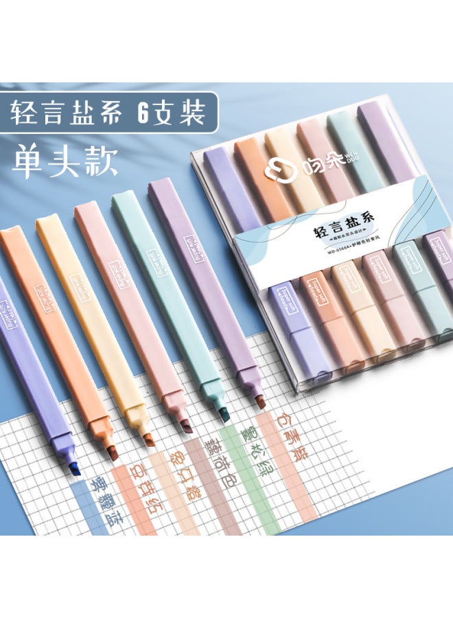 Obos Double-headed Fluorescent Pen Marking Pen Students Use Morandi Hand Account Stationery Key Mark Thickness Color Macaron - Image 1