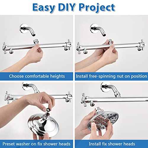 Proox Double Shower Head with Built-in Valve, High Pressure 6 Setting Dual Shower Head Design for Couple on Walk-in Bathroom or Single on Bathtub Bathroom - Chrome - Image 5