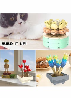 Y&D Kids Flower Garden Building Set 83 Pcs Succulent Bonsai Toys Kit STEM Toy Plant Room Decor Botanical Collection Bouquet Blocks Gift for Girls Women Adult Friends  - Image 2
