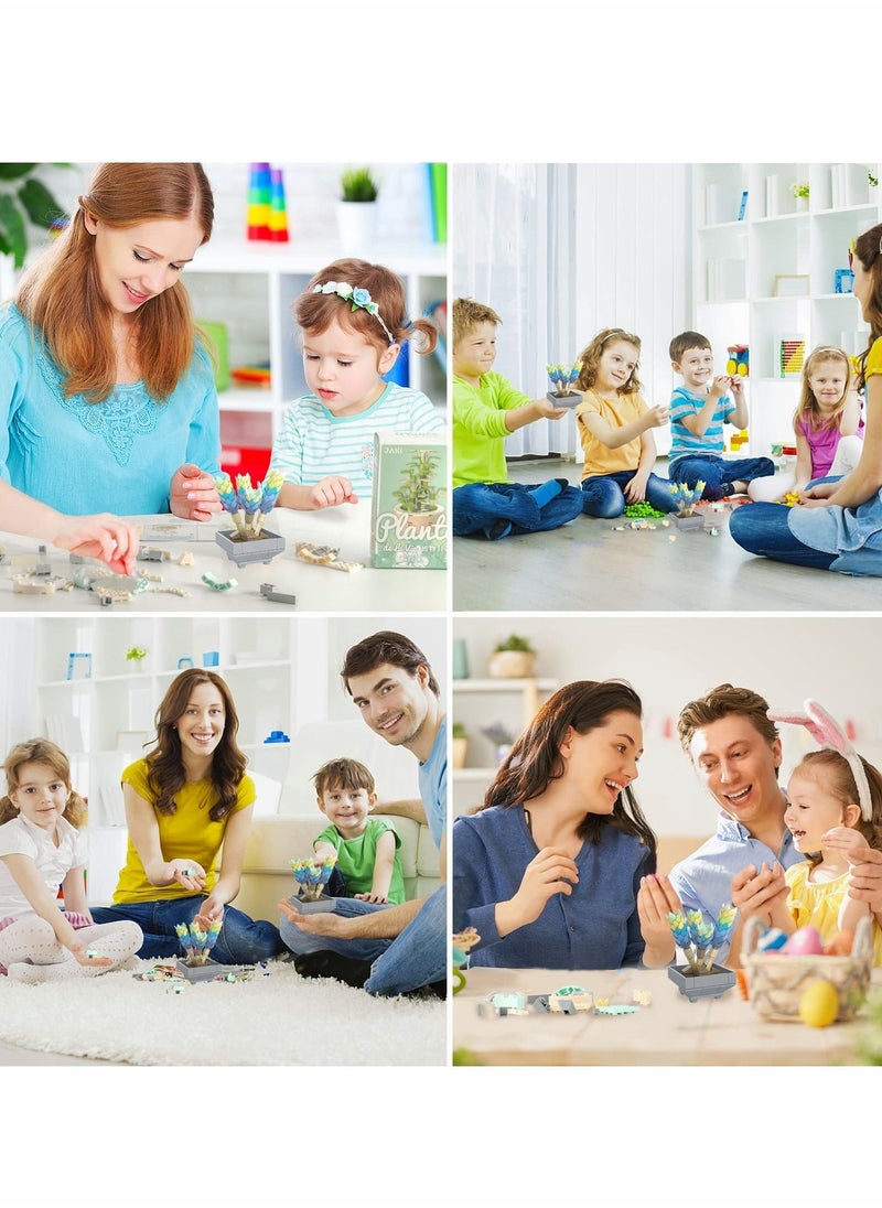 واي آند دي Kids Flower Garden Building Set, 83 Pcs Succulent Bonsai Toys Kit STEM Toy, Plant Room Decor Botanical Collection Bouquet Blocks Gift for Girls Women Adult Friends  - Image 4