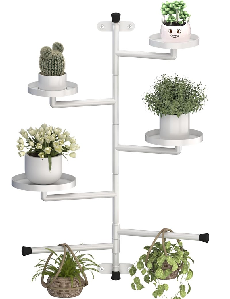 Tikimilor 4-Tier Window Plant Shelves, 160Â° Rotating Indoor Wall Mounted Plant Holder Shelf for Haning Multiple Plants, Floating Window Sill Plants Stand for Home Decor, Gift for Plant Lovers, White - Image 1