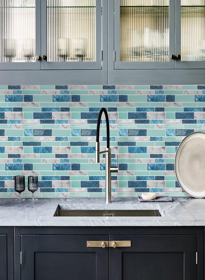 Vamos Tile 10 Sheets Peel and Stick Tile Backsplash, 12"x12" Light Color Stick on Wall Tiles, Self Adhesive Tile Sticker for Kitchen Backsplash and Bathroom(Blue Marble Look) - Image 3