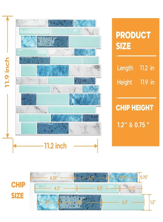 Vamos Tile 10 Sheets Peel and Stick Tile Backsplash, 12"x12" Light Color Stick on Wall Tiles, Self Adhesive Tile Sticker for Kitchen Backsplash and Bathroom(Blue Marble Look) - Image 5