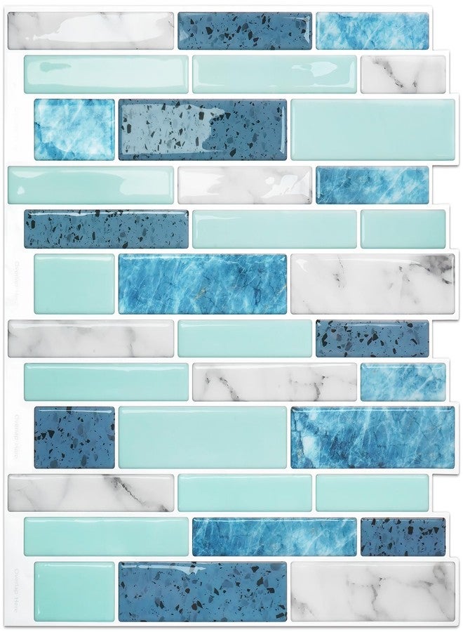 Vamos Tile 10 Sheets Peel and Stick Tile Backsplash, 12"x12" Light Color Stick on Wall Tiles, Self Adhesive Tile Sticker for Kitchen Backsplash and Bathroom(Blue Marble Look) - Image 1