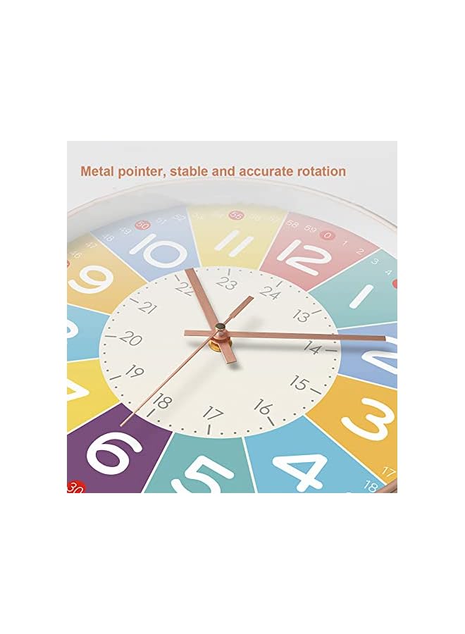 The Bros Silent Wall Clocks for Kids, Modern Non-Ticking Children Round Movement Wall Clock Quartz Decorative Clocks Classic Large Number Colorful Clock for Bedroom Home Kitchen Room Office School - Image 3