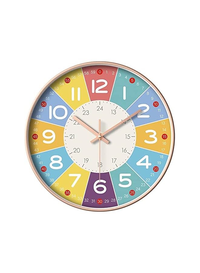 The Bros Silent Wall Clocks for Kids, Modern Non-Ticking Children Round Movement Wall Clock Quartz Decorative Clocks Classic Large Number Colorful Clock for Bedroom Home Kitchen Room Office School - Image 2