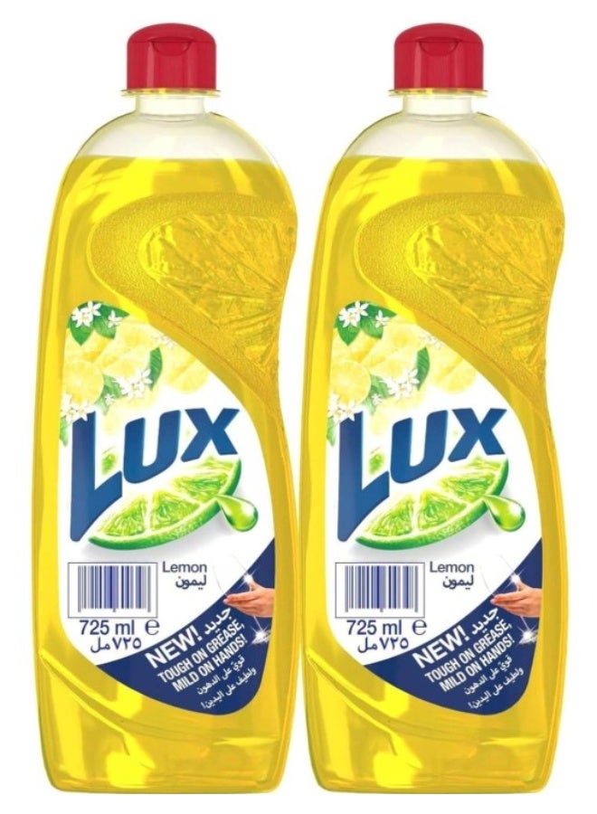 عبوة اقتصادية من سائل غسيل الأطباق لوكس بالليمون، قطعتان × 725 مل