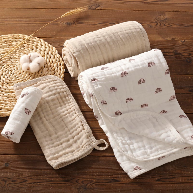 HardNok Muslin Hooded Baby Towel 4 Pack, Preuim Muslin 6 Layers Natural Cotton Baby Bath Towels, Soft and Comfortable for Boys,Girls (32x32,Pink Striped and White) - Image 3