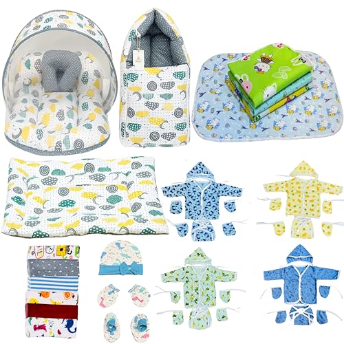 Infantbond by Fareto Newborn Baby All Season Essential Combo Set (36 in 1) | All-in-One Soft Care Kit for Newborns (0–6 Months) | Premium Baby Gift Set (Grey Spiral) - Image 1