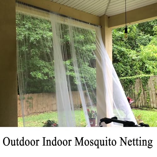 Draphelle Patio Screen Mesh Outdoor Curtains Waterproof Sheer Lightweight Bug Netting for Porch Gazebo Garden Party Wedding Backdrop White W 125 x L 98 inch per Panel 2 Panels - Image 3