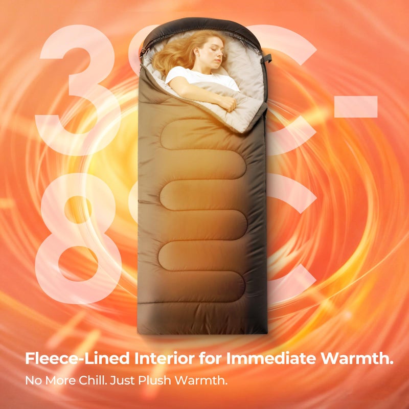 FARLAND Sleeping Bag for Adults, Cold Weather & Warm Plush Fleece-Lined Interior - Portable Waterproof Windproof with Compression Sack for Camping Hiking Traveling Indoor & Outdoor - Image 4