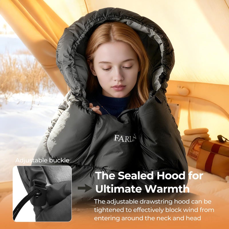 FARLAND Sleeping Bag for Adults, Cold Weather & Warm Plush Fleece-Lined Interior - Portable Waterproof Windproof with Compression Sack for Camping Hiking Traveling Indoor & Outdoor - Image 5