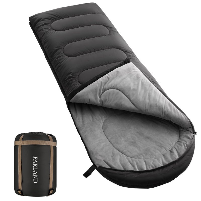 FARLAND Sleeping Bag for Adults, Cold Weather & Warm Plush Fleece-Lined Interior - Portable Waterproof Windproof with Compression Sack for Camping Hiking Traveling Indoor & Outdoor - Image 1