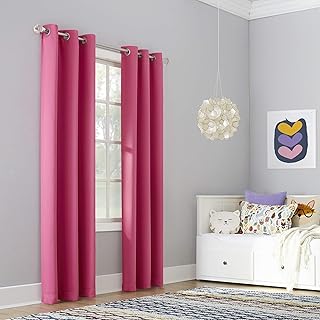 Sun Zero Riley Kids Bedroom Blackout Grommet Curtain Panel, 40" x 84", Pink - Image 1