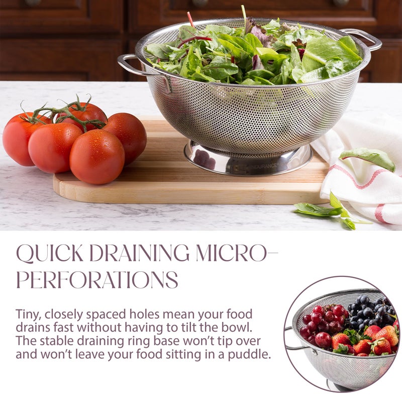 Bellemain Micro-perforated Stainless Steel Colander-Dishwasher Safe (3 QT and 5 QT) - Image 2