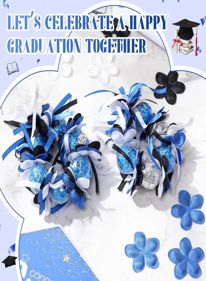 Yexiya 50 Sets Graduation Candy Lei Making Kit 23 Inch Transparent Plastic Cellophane Bags, Including 150 Tricolor Petals and 3 Rolls Ribbon Congrats Grad Candy Wreath Gift for Party(Blue - Image 4