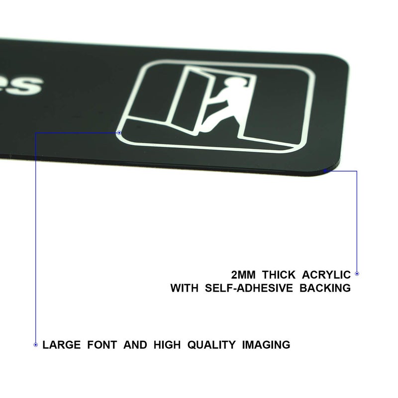Faittoo "Employee Only" Informative Acrylic Plastic Sign with Symbols, (4 Pack) 9 X 3 Inch, Self Adhesive, Use for Office/Business, Easy to Apply, White Big Letters on Black Plate - Image 3