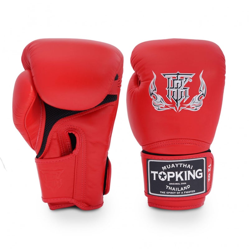 TOP KING Boxing Top King Super Air Breathable Leather Gloves Muay Thai Boxing Gloves for Training or Sparring - Red, 16oz - Image 3
