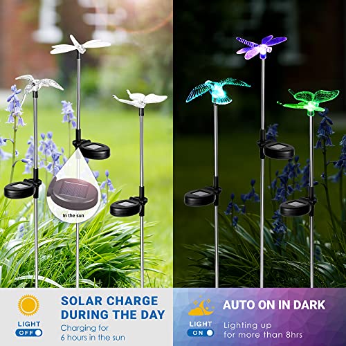 SOLPEX Solar Garden Lights, 6 Pack Solar Butterfly Lights Yard Decorations, Multi-Color Changing LED Solar Light Stakes, Solar Yard Lights for Garden, Patio & Lawn, Solar Bird Lights - Image 3